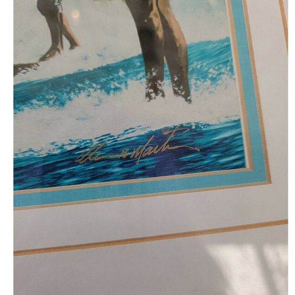Framed Glenn Martin Art Print Hawaiian Legends SIGNED SURFER ART - Picture 5 of 7